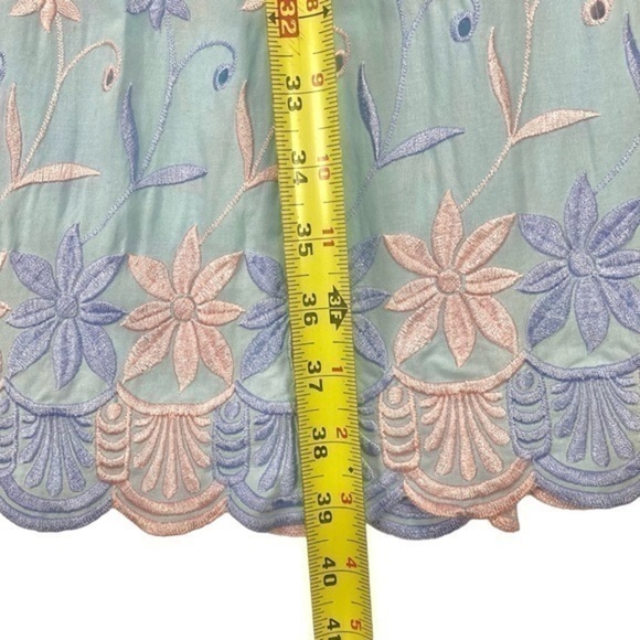 Allover Floral Embroidered Skirt Womens Sz S Light Blue Tiered Hem Maxi Pull-On - Picture 14 of 14